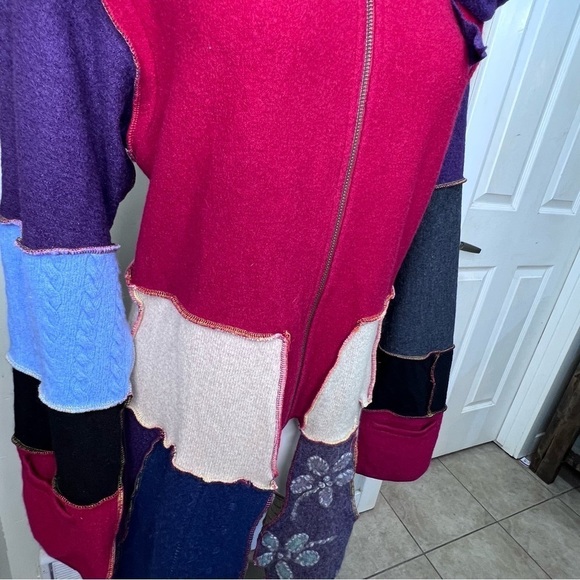 Vintage Woolrich Patchwork Duster Sweater Jacket Asymmetrical Hem Large - Picture 3 of 16
